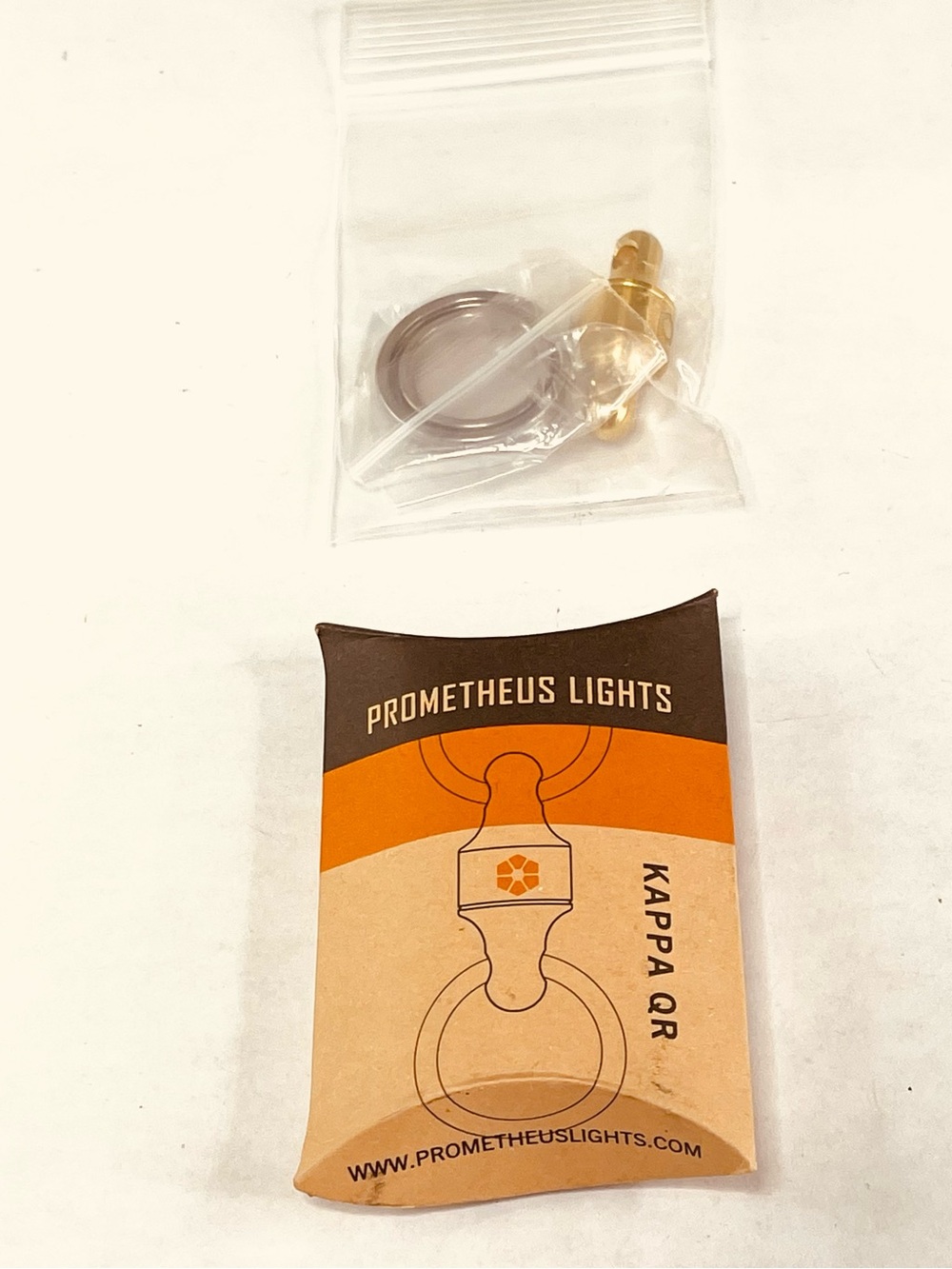 NWB Prometheus Lights Keychain KAPPA Quick Release Brass Gold Tone Key Chain
